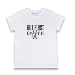 Dritan Alsela But First, Coffee Women Shirt White