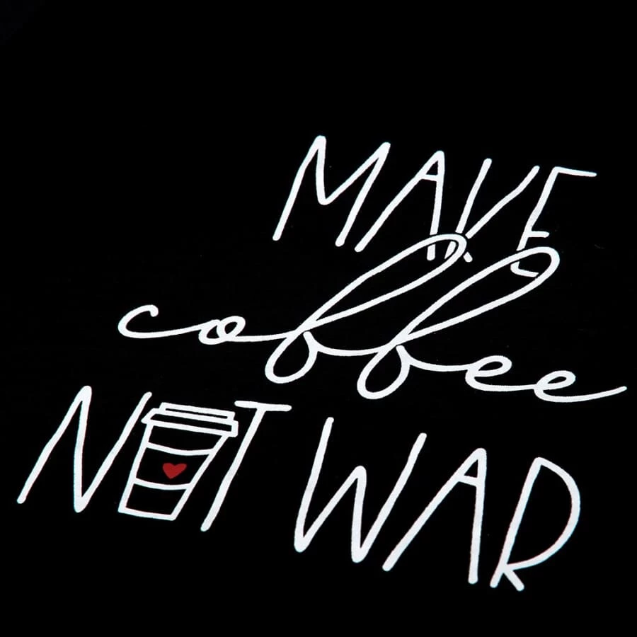 Fashion & Accessories Dritan Alsela Make Coffee Not War Women Shirt Black 2 Fashion & Accessories Dritan Alsela Make Coffee Not War Women Shirt Black