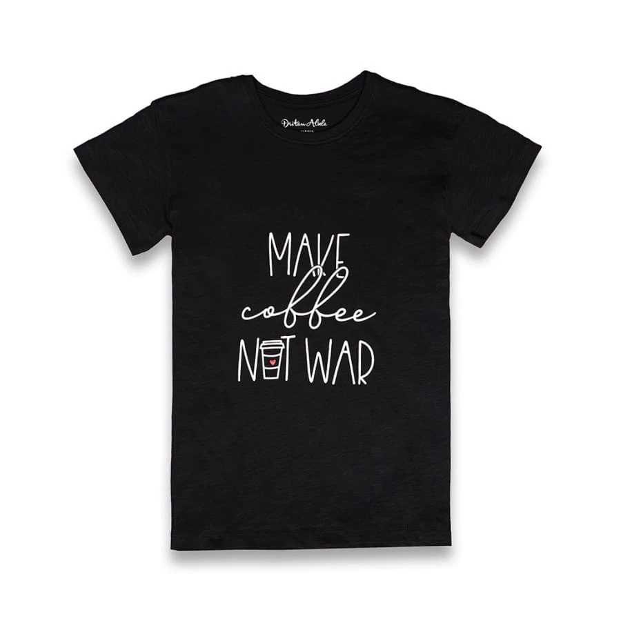 Fashion & Accessories Dritan Alsela Make Coffee Not War Women Shirt Black 1 Fashion & Accessories Dritan Alsela Make Coffee Not War Women Shirt Black